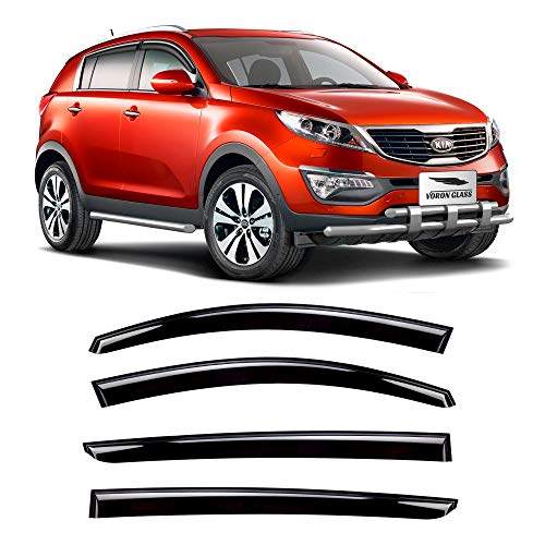 Voron Glass Tape-on Extra Durable Rain Guards for Kia Sportage 2011-2016, Window Deflectors, Vent Window Visors, 4 Pieces - 120142, Black