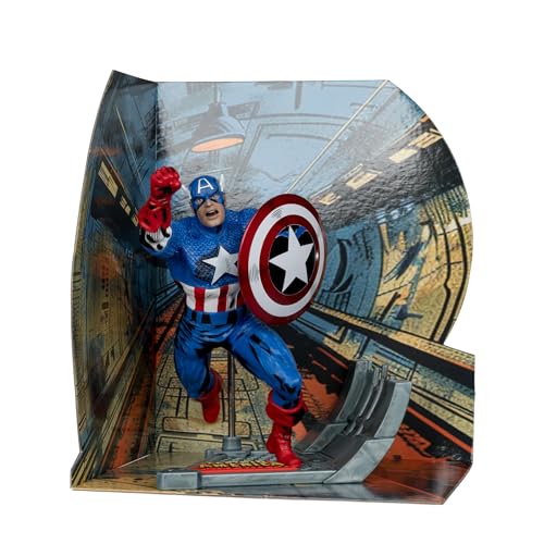 McFarlane Toys - Marvel Captain America 1:10th Scale Collectible with Scene Captain America 100
