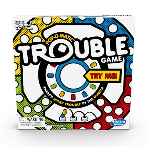 Hasbro Gaming Trouble Board Game for Kids Ages 5 and Up 2-4 Players Packaging may vary