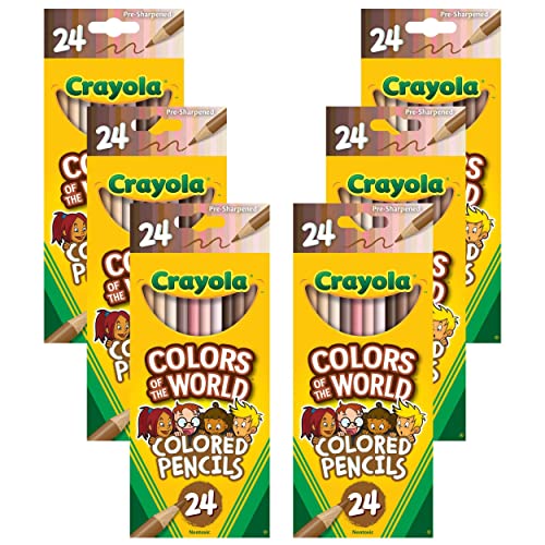 Crayola Colors of the World Bulk Colored Pencil Set - 6 Packs 24ct, Skin Tone Kids Colored Pencils for Kids, School Supplies