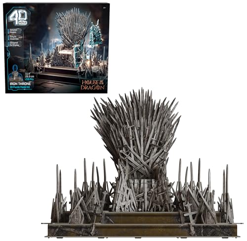 4D Build, Game of Thrones Iron Throne 3D Model Kit 219 Pcs, Desk Dcor Adult Puzzles for Fantasy Book GOT Fans, 3D Puzzles for Adults Teens 12+