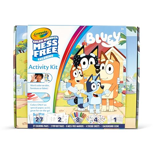 Crayola Color Wonder Bluey Activity Kit, Mess Free Coloring, Toddler Travel Activity, Bluey Toys for Kids, Holiday Gift, Ages 3+