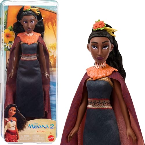 Mattel Disney Moana 2 Matangi Fashion Doll with 3 Accessories, Removable Outfit with Cape, Head Piece, Shoulder Piece Anklet, Inspired by The Movie