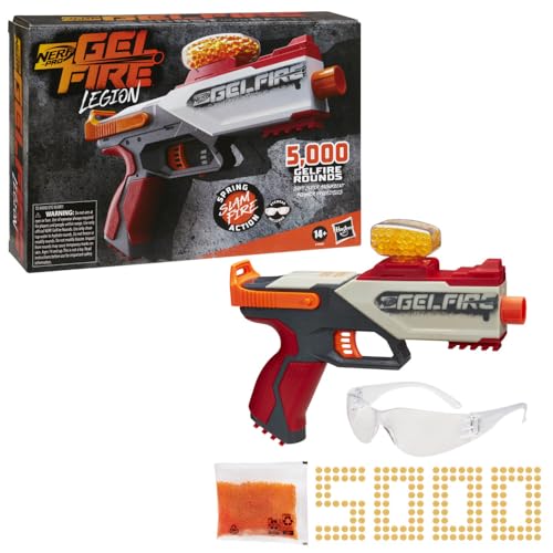 Nerf Pro Gelfire Legion Spring Action Blaster, 5000 Rounds, 130 Hopper, Protective Eyewear, Slam Fire, Ages 14 Up