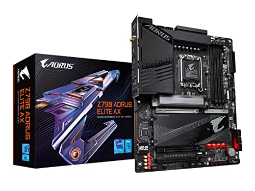 GIGABYTE Z790 AORUS Elite AX LGA 1700/ Intel Z790/ ATX/ DDR5/ Quad M.2/ PCIe 5.0/ USB 3.2 Gen2X2 Type-C/Intel WiFi 6E/ 2.5GbE LAN/Q-Flash Plus/PCIe EZ-Latch/Gaming Motherboard