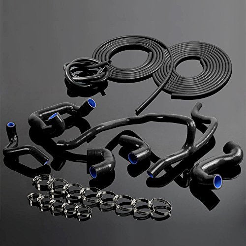 Silicone Radiator Hose + Vacuum Kit Compatible For BMW E30 M20 325 325i 6cy 1988-1993 89 90 91 92 BlackWithout Air Conditioning Model