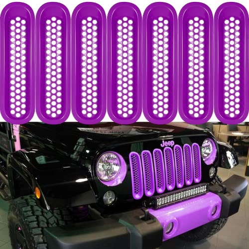 Camoo Fit For Jeep Wrangler Front Grill Inserts Clip-in Grille Guard Fit For 20072017 Jeep Wrangler JK JKU Unlimited Rubicon Sahara 7PCS Purple