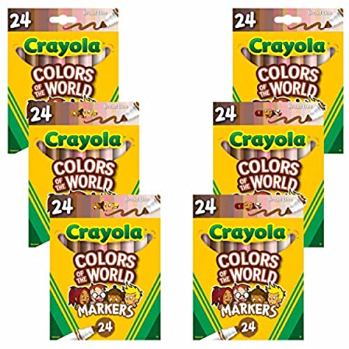 Crayola Colors of the World Markers - 6 Pack 24ct, Bulk Skin Tone Marker Set for Kids, Art Marker, Classroom Must Have, Ages 3+