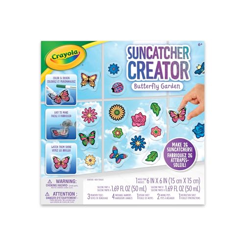 Crayola Suncatcher Craft Kit for Kids, Butterflies, Ladybugs Flowers, Gift for Girls Boys, 6+