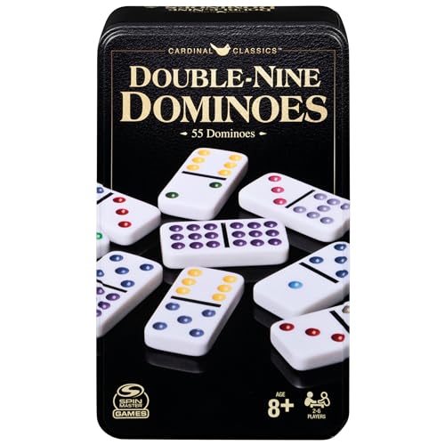 Spin Master Games, Cardinal Classics Double Nine Dominoes Set in Storage Tin, Dominoes for Kids, Classic Game, Dominoes for Adults Kids Ages 8+