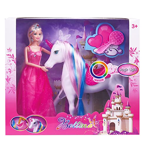 BETTINA Magic Light Unicorn Princess Doll, Unicorn Toys for Girls 3+, Unicorn Gifts for Christmas Birthday for Kids Aged 3 4 5 6 7 8