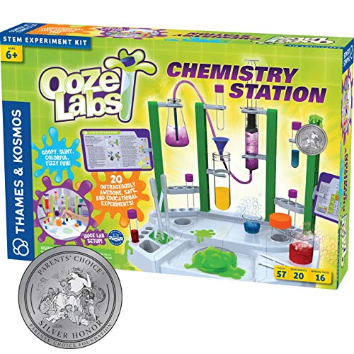 Thames Kosmos Ooze Labs Chemistry Station Science Experiment Kit, 20 Non-Hazardous Experiments Including Safe Slime, Chromatography, Acids, Bases More, Multi-Color