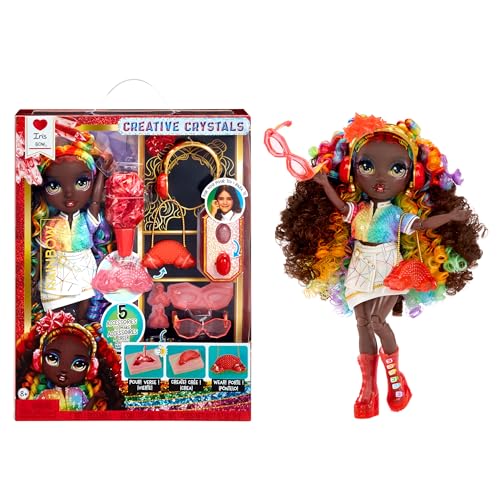 Rainbow High Creative Crystals Iris - Rainbow 11 Fashion Doll with Crystal Accessory Make It Kit, Ring for You, DIY, Crafts, Resin Play, Kids Gift 8+