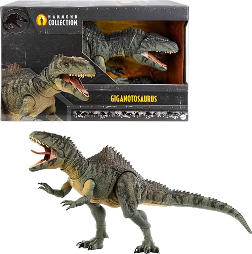Mattel Jurassic World Dominion Hammond Collection Dinosaur Action Figure, Giganotosaurus Dino Toy with 21 Articulations, Glass Eyes, Wired Tail Posable Tongue
