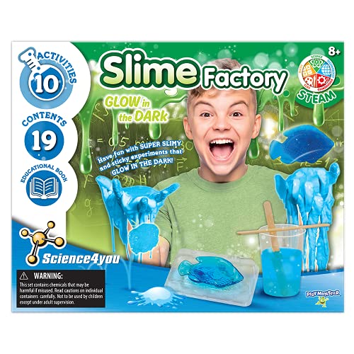 PlayMonster Science4you - Slime Factory - Create Glow-in-The-Dark Slime - Fun, Education Activity for Kids Ages 8+