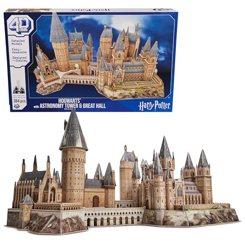 4D Build, Harry Potter Deluxe Hogwarts Castle with Astronomy Tower Great Hall Over 2ft. Wide Model Kit 384 Pcs 3D Puzzles for Adults Teens 12+