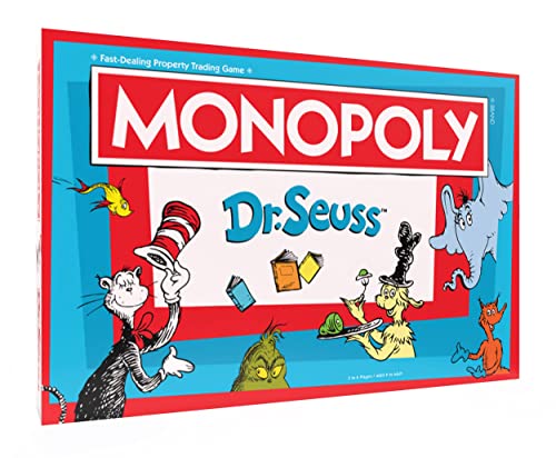 Monopoly: Dr. Seuss Buy, Sell, Trade Dr. Seuss Books Collectible Classic Monopoly Game Featuring Custom Game Board Artwork Officially-Licensed Dr. Seuss Game Merchandise