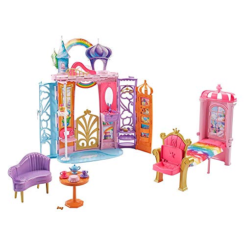 Barbie Dreamtopia Rainbow Cove Castle, Portable Playset with Handle, Puppy Figure, Transforming Features 10+ Accessories