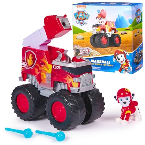 Paw Patrol: Rescue Wheels Marshalls Firetruck, Toy Truck with Projectile Launcher and Collectible Action Figure, Kids Toys for Boys Girls Ages 3+