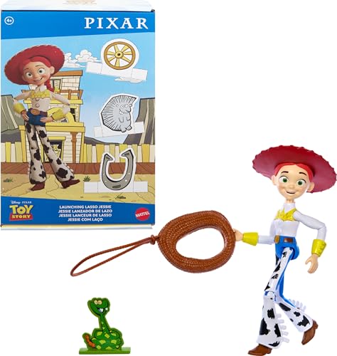 Mattel Disney and Pixar Toy Story Launching Lasso Action Figure Accessories Set with 12-inch Jessie Collectible Toy, 'Rope' Launcher, Lasso Snake
