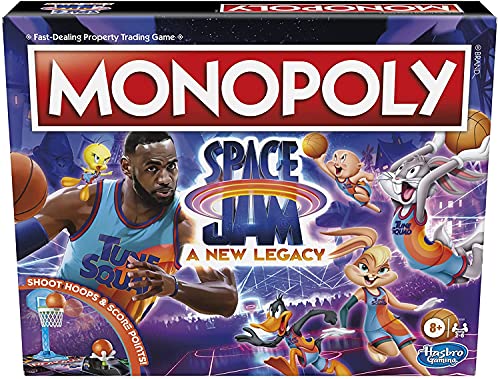 Monopoly: Space Jam A New Legacy Edition Family Board Game, Strategy Game, Kids Ages 8 and Up, Lebron James Space Jam Game, Shoot Hoops