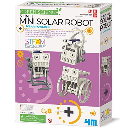 4M 3-In-1 Mini Solar Robot STEM Toys DIY Green Science Eco-Engineering Building Kit Gift for Kids, 4M Mini Solar Robot 3 In 1