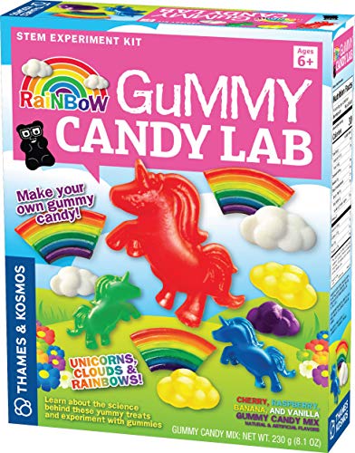 Thames Kosmos Rainbow Gummy Candy Lab - Unicorns, Clouds Rainbows! Sweet Science STEM Experiment Kit, Make Your Own Gummy Candies in Cool Shapes Colors