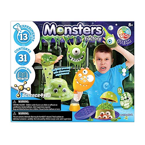 PlayMonster Science4you - Monster Factory - 13 Scary and Slimy Experiments to Learn About Science - Fun, Education Activity for Kids Ages 8+