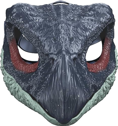 Mattel Jurassic World Dominion Dinosaur Mask, Therizinosaurus Dino Role-Play Toy Costume Accessory with Opening Jaw Movie-Inspired Design