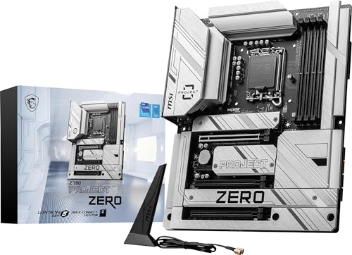 MSI Z790 Project Zero Gaming Motherboard Support 14th/13th/12th Gen Intel Processors, LGA 1700, DDR5, PCIe 5.0, M.2 Slots, 2.5Gbps LAN, USB 3.2 Gen2, HDMI/DP, Wi-Fi 7, Bluetooth 5.4, ATX