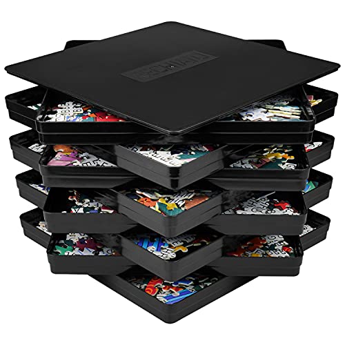 8 Puzzle Sorting Trays with Lid 8x8 Premiunm Puzzle Trays for Puzzle Lovers for Puzzles Up to 1000-1500 Pieces,Puzzle Tray, Convenient Tool for Puzzle Lovers Black