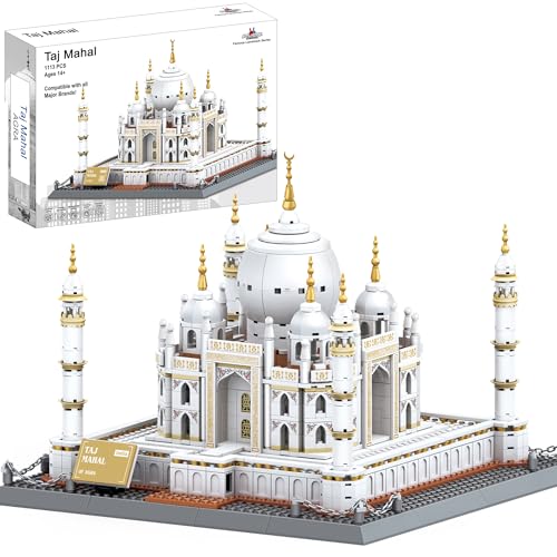 Apostrophe Games Taj Mahal Building Block Set 1,113 Pieces India's Taj Mahal Famous Landmark Series Model for Kids and Adults