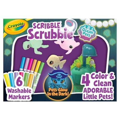 Crayola Scribble Scrubbie Glow Lagoon Pets, Sea Animal Toys, Gifts for for Boys Girls, 3+