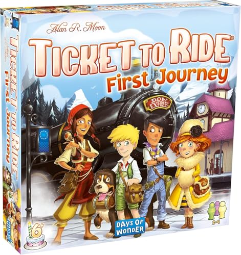 Ticket to Ride Europe First Journey Board Game - Strategy Game, Train Adventure Game, Fun Family Game for Kids Adults, Ages 6+, 2-4 Players, 15-30 Minute Playtime, Made by Days of Wonder