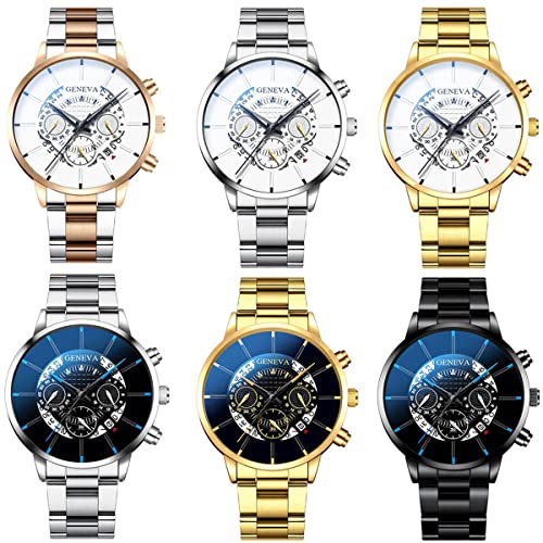 CdyBox 6 Pack Alloy Steel Band Watch Quartz Men Wrist Watches Creative Watches Wholesales