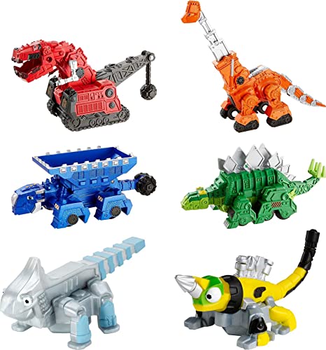 Mattel Dinotrux Multipack with 6 Character Toy Cars, Half Dinosaur Half Construction Vehicle, Includes Ty Rux, Ton-Ton Skya
