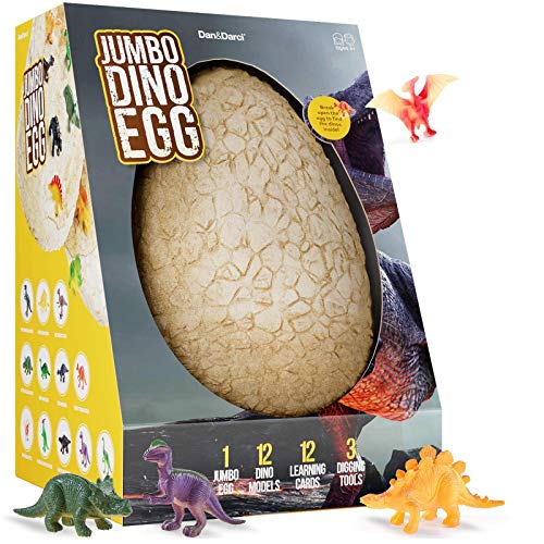 Jumbo Dino Egg - Unearth 12 Unique Large Surprise Dinosaurs in One Giant Filled Egg - Discover Dinosaur Archaeology Science STEM Crafts Gifts for Boys Girls