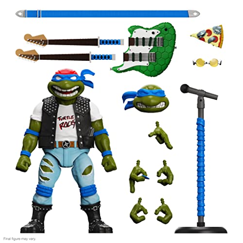 Super7 ULTIMATES! Teenage Mutant Ninja Turtles Classic Rocker Leo - 7" TMNT Action Figure with Accessories Classic Cartoon Collectibles and Retro Toys