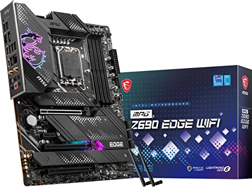 MSI MPG Z690 Edge WiFi Gaming Motherboard ATX, 12th Gen Intel Core, LGA 1700 Socket, DDR5, PCIe 5, 2.5G LAN, M.2 Slots, Wi-Fi 6E