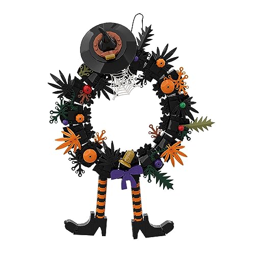 ICEBRICKS Halloween Toys Building Set, Wreath Witch Hat Skull Party Favors Building Kit, Creative Building Bricks Halloween Party Decor Gifts for Kids Boys Girls 6 7 8 9 10 11 12+ Years Old 498 PCS