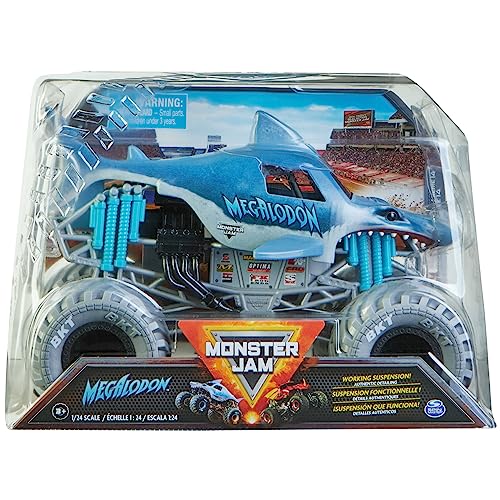 Monster Jam, Official Megalodon Monster Truck, Collector Die-Cast Vehicle, 1:24 Scale, Kids Toys for Boys Ages 3 and up