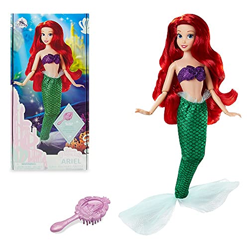 Disney Store Official Princess Classic Doll Ariel from The Little Mermaid, 11 Inches, Includes Brush with Molded Details, Fully Posable Toy in Classic Outfit Princess Toys for Girls