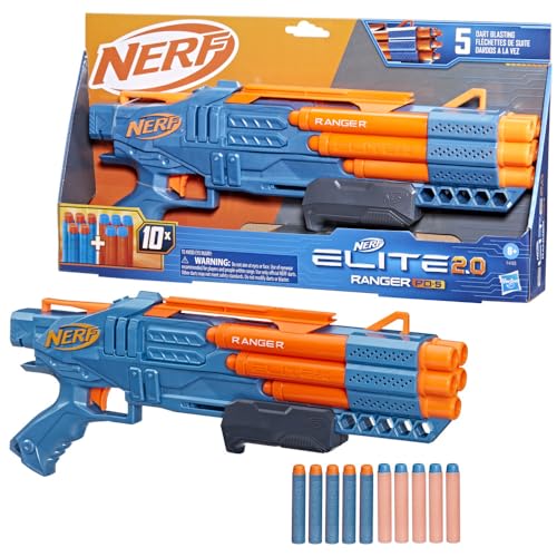 Hasbro Nerf Elite 2.0 Ranger PD-5 Toy Launcher, Includes 1 Adaptable Launcher with 5 Cannons, 10 Official Elite Darts and Instructions for Boys and Girls Ages 8+