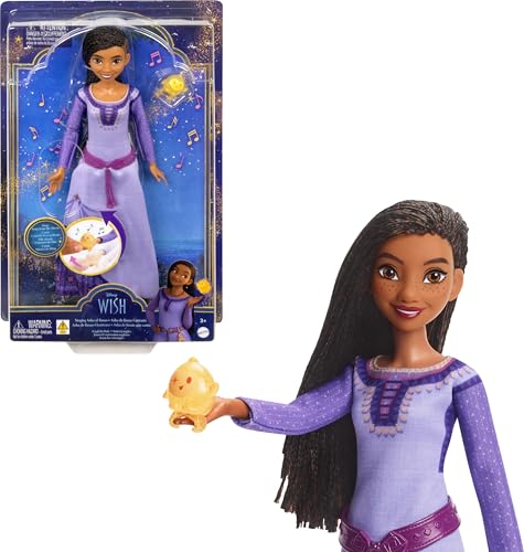 Mattel Disney Wish Singing Asha of Rosas Fashion Doll Star Figure, Posable with Removable Outfit, Sings This Wish in English