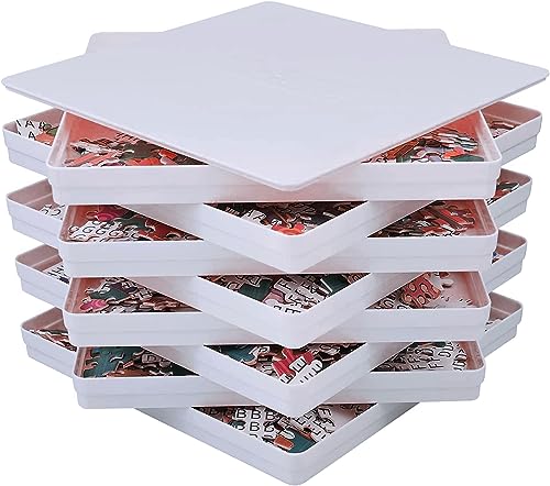 8 Puzzle Sorting Trays with Lid 8x8 Premiunm Puzzle Trays for Puzzle Lovers for Puzzles Up to 1000-1500 Pieces,Puzzle Tray, Convenient Tool for Puzzle Lovers White