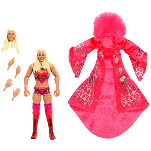 Mattel WWE Ultimate Edition Action Figure Accessories Set, Charlotte Flair 6-inch Collectible with 30 Articulation Points, Swappable Pieces Entrance Gear