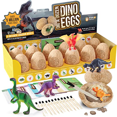 Easter Dig a Dozen Dino Egg Dig Kit for Kids - Dinosaur Toys Gift 3-12 Year Old - 12 Eggs Surprise Dinosaurs - Science STEM Activities - Educational Boy Toy Party Gifts for Boys Girls Ages