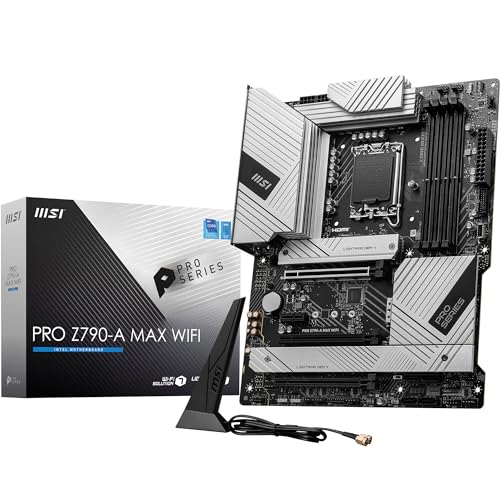 MSI PRO Z790-A MAX WiFi ProSeries Motherboard Supports 12th/13th/14th Gen Intel Processors, LGA 1700, DDR5, PCIe 5.0, M.2, SATA 6G, 2.5Gbps LAN, USB 3.2 Gen2, Wi-Fi 7, Bluetooth 5.4, ATX