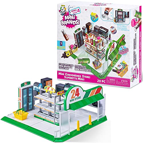 5 Surprise Mini Brands - Mini Convenience Store Playset by ZURU Series 4 Exclusive and Mystery Collectibles