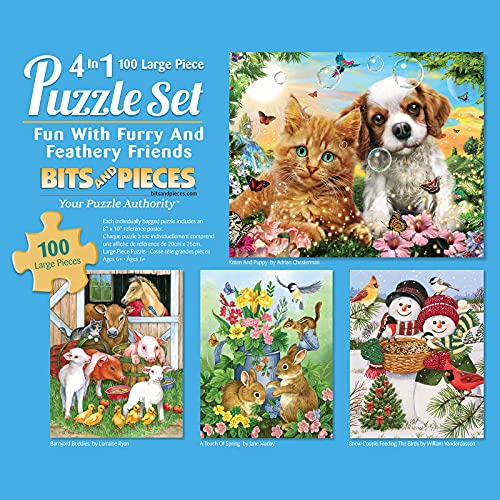 Bits and Pieces 4-in-1 Multi-Pack - 100 Piece Jigsaw Puzzles for Adults 100 pc Puzzle Set Bundle by Artist William Vanderdasson - 16" x 20"